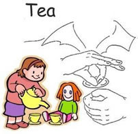 This is a graphic showing a tea party