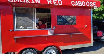 This is a graphic showing the Smokin Red Caboose-Deaf owned food truck business at the DCF