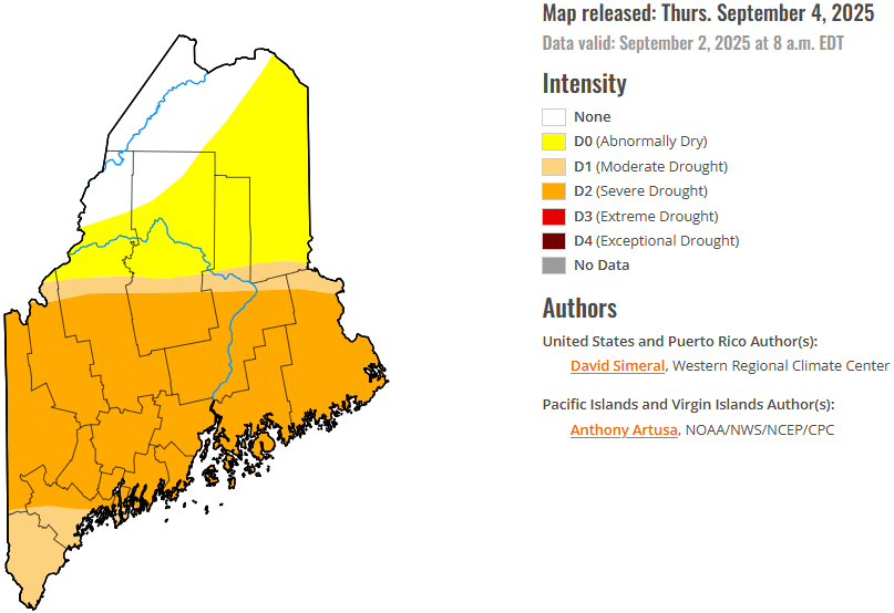 US Drought monitor map of Maine