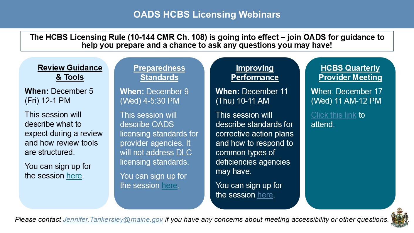 HCBS Licensing Webinars