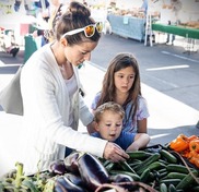 Mother and two children at the Farmers' Market