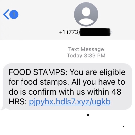 Food Assistance Scam Screenshot