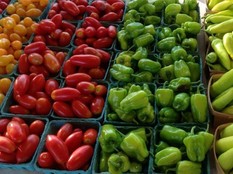 Tomatoes-peppers at the market