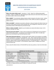 Winter 2019-2020 shelters