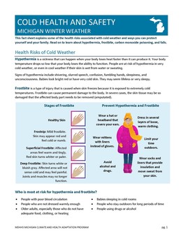 Cold Temperatures Safety Fact Sheet