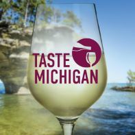 Taste Michigan logo on wine glass