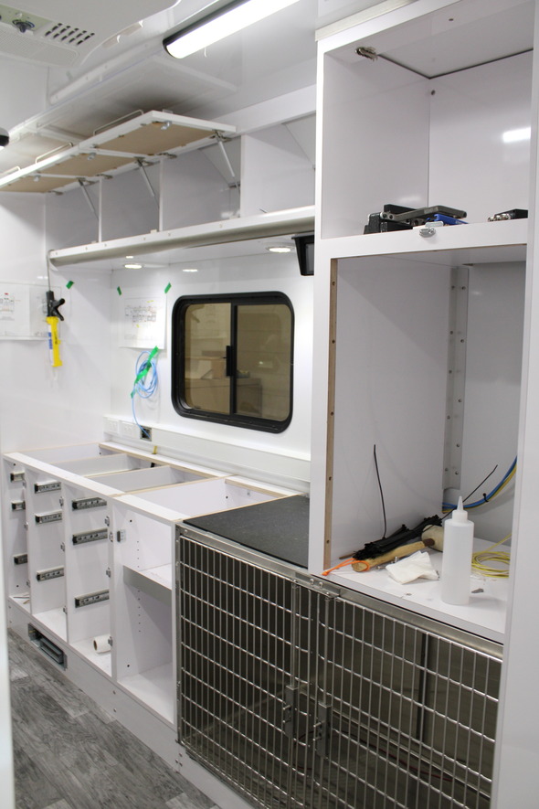 Interior of mobile veterinary unit