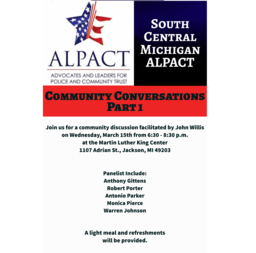 Central Michigan ALPACT Community Conversations Part 1 Flyer - March 2023 