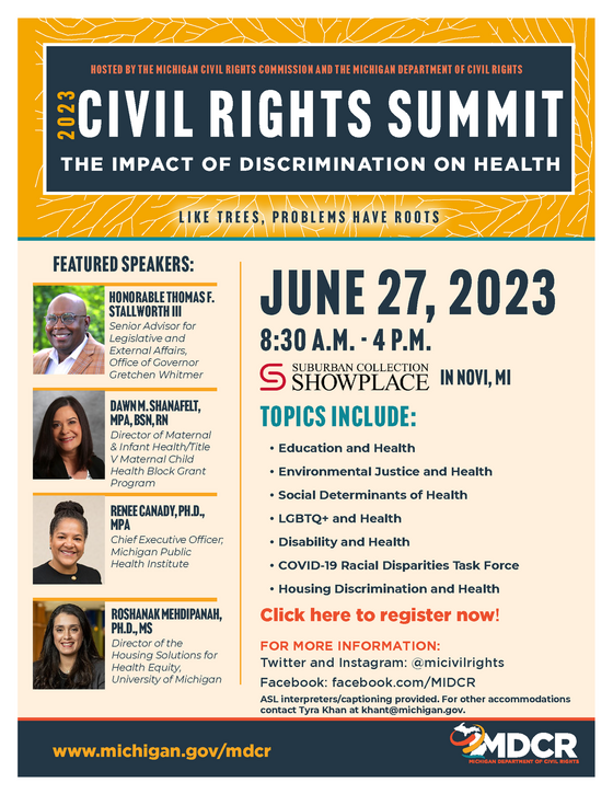 Flyer for 2023 Civil Rights Summit