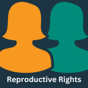 Silhouette of two women with text Reproductive Rights