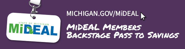 Michigan dot gov slash MiDeal - MiDeal Members Backstage Pass to savings