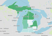 map showing shaded areas by michigan prosperity region