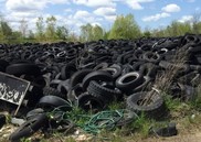 Pile of scrap tires outdoors