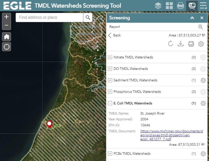 TMDL Watersheds Screening Tool