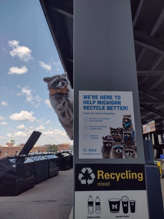 Recycling Raccoons signage at UM football stadium