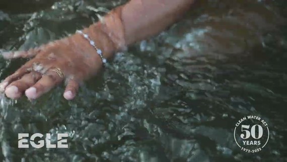 Clean Water Act 50th anniversary YouTube video screenshot of hand in water