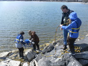 Liz Thomson and her father participated in the Thunder Bay Watershed Project taught by her dad. (Credit: Brandon Schroeder, Michigan Sea Grant)