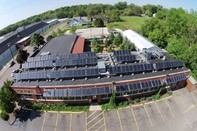 Solar panels on the roof of the Corner Brewery in Ypsilanti.