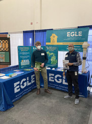 EGLE staffers Nicolas Luciani (l) and Les Smith at EGLE radon booth.