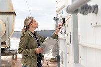 April Lazzaro, EGLE senior air quality inspector, conducting an inspection.