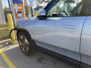 Rivian RS1 at EGLE-funded fast-charger at Meijer in East Lansing.