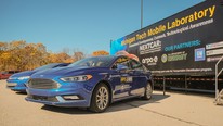 Michigan Tech Mobile Lab hosts vehicles at Stellantis in Auburn Hills, as part of the Michigan EV Jobs Academy. Photo: Workforce Intelligence Network.