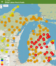 Map showing where fire danger currently exists in Michigan.