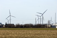 Turbines harness the wind near Pigeon as part of Michigan's clean energy transformation. Photo courtesy of Michigan DNR. 