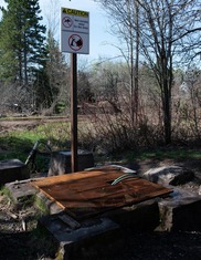 The informal trailside water spigot is shown along the Bill Nichols Rail Trail in Ontonagon County's Greenland Township.