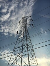 Grid Electrical Tower with Power Lines