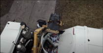 An overhead view shows the top of a recycling collection truck, where a camera will monitor what's collected.  Courtesy: Prairie Robotics.