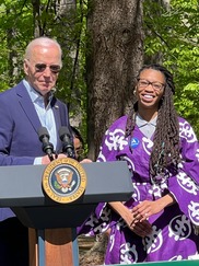 President Joe Biden and Za'Nyia Kelly of Detroit