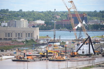 Construction continues on a new ship passage at the Soo Locks. Photo courtesy of U.S. Army Corps of Engineers Detroit District.