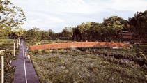 Creekside trails and pedestrian bridges are in planned for Ox Creek. Artist rendering courtesy of PLY+ Architecture.