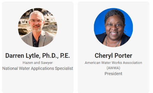 Great Lakes Drinking Water Conf speakers Darren Lytle, Ph.D., retired from U.S. EPA and Cheryl Porter w/the Great Lakes Water Authority