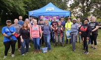 State of Michigan volunteers ready to work at Cherry Hill Park at 8 a.m.