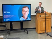 EGLE Director Phil Roos at the EV school bus teach-in at the Lansing School District.