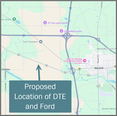 Proposed location of DTE and Ford 