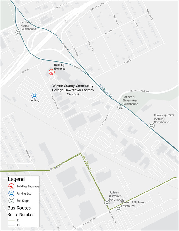 Location of Wayne County Community College Eastern Campus