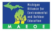 MAEOE logo of Michigan with growing tree branches extending across the map