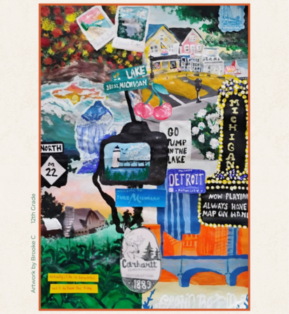 State of the State art winner - Brooke C., a 12th grader at Bay City Western High School. Artwork centered on the theme “Michigan’s Bright Future”