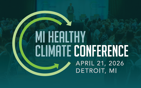 Mi Healthy Climate Conference logo with attendees in background  - April 21, 2026, Detroit, MI