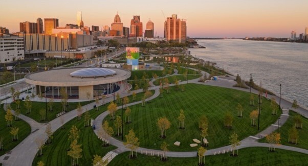 Ralph C. Wilson Centennial Park at sunset