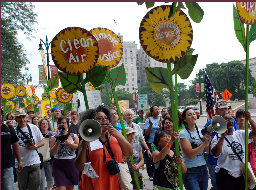 community members march for clean air and environmental justice