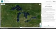 A picture of the EGLE Atlas Interactive web page. A picture of the Great Lakes Region is on the page. 