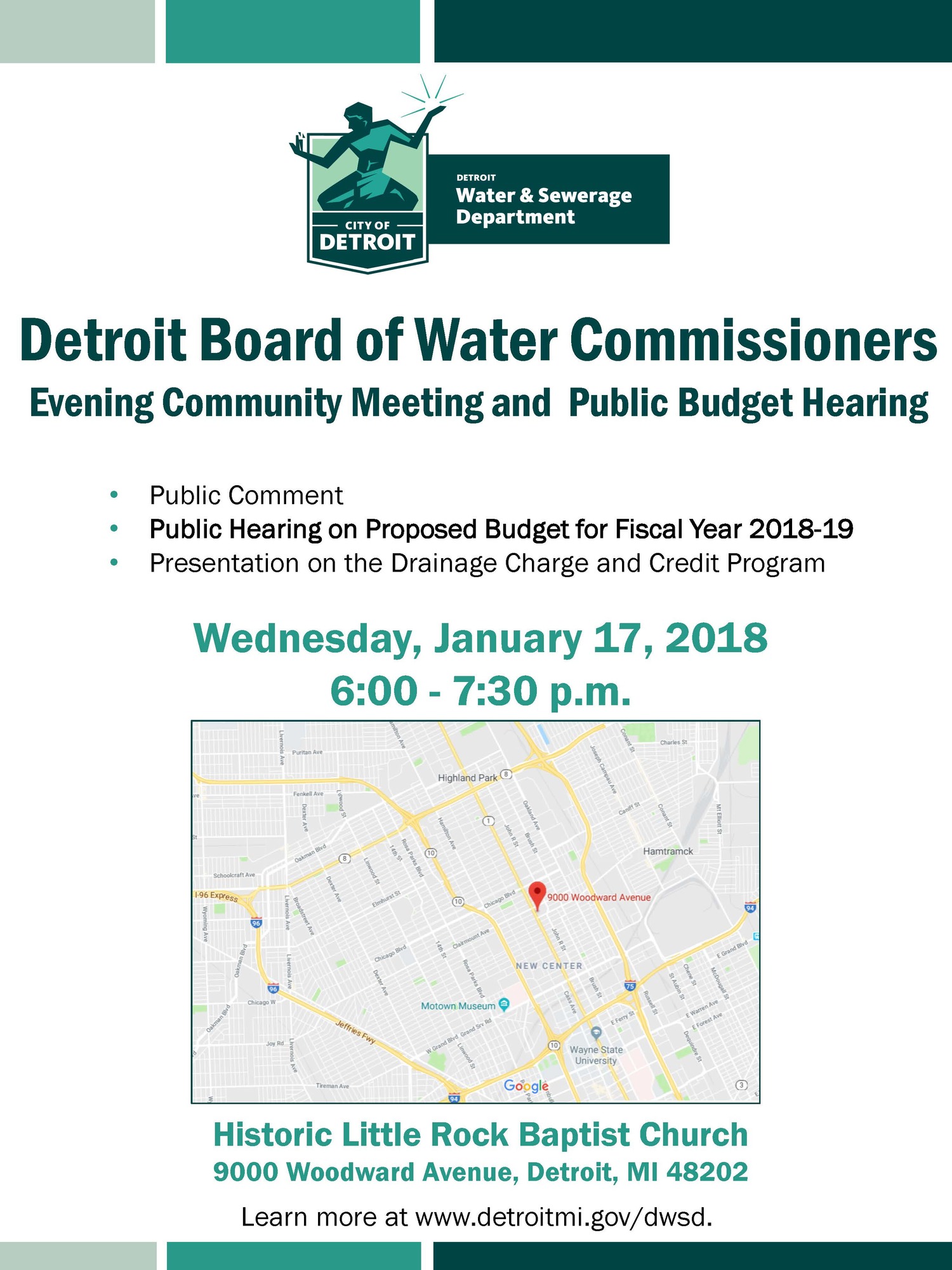 Board of Water Commissioners Evening Community Meeting and Public Budget Hearing - January 17, 2018