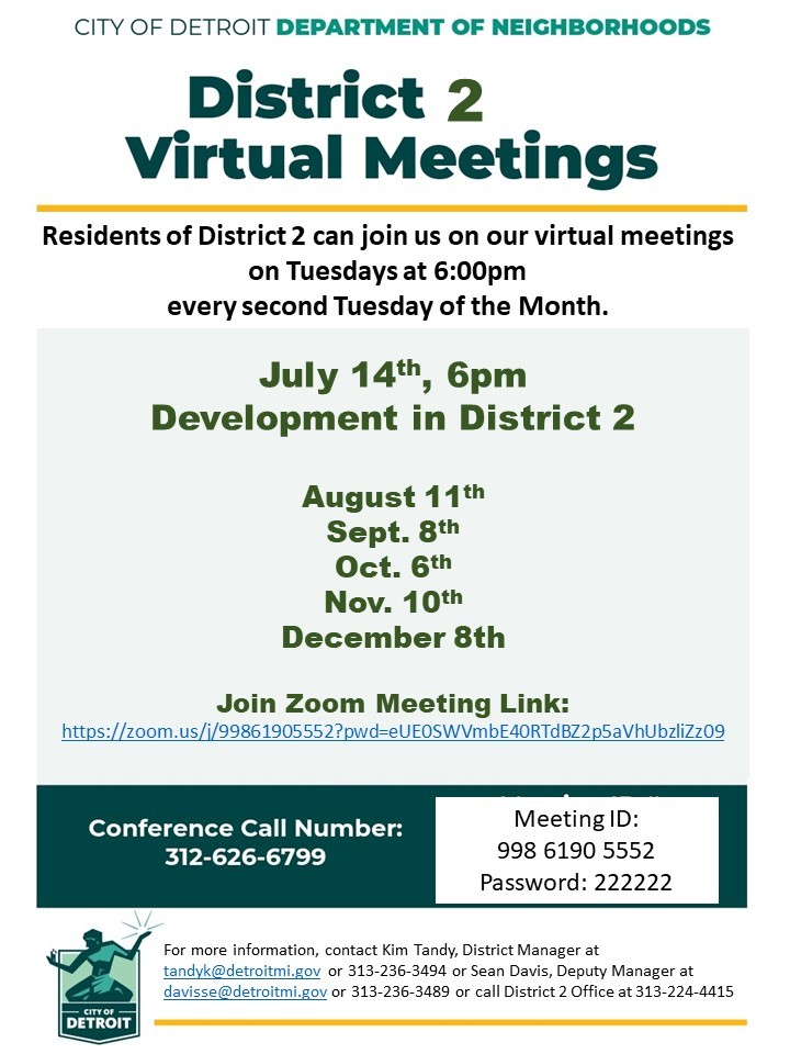 D2 Virtual Meeting Tonight at 6:00 P.M.
