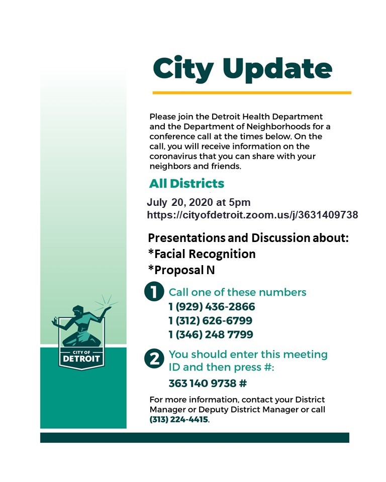 July 20th Citywide Virtual Meeting
