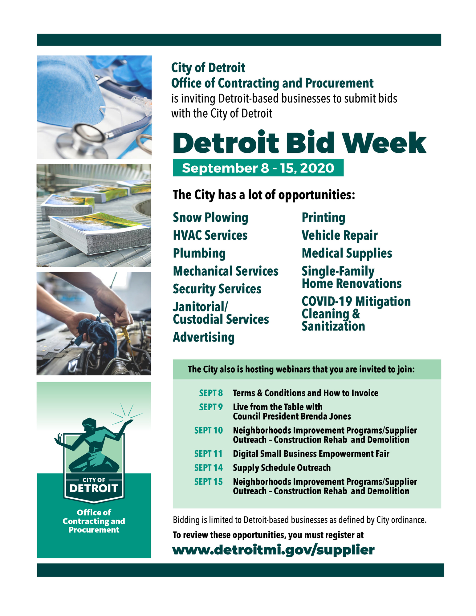 Detroit Bid Week September 8-15, 2020