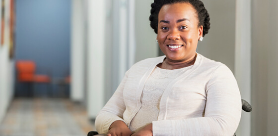 African-American businesswoman in wheelchair 